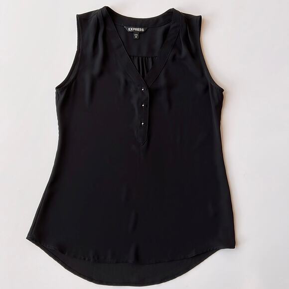 Express Semi Sheer Sleeveless V Neck Black Top Size XS - Picture 1 of 5